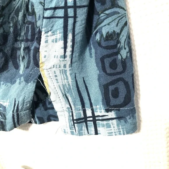 Island Blue Shirt Men 2XL Blu Floral Block Print Rayon Short Sleeve Hawaiian XXL - Picture 3 of 7